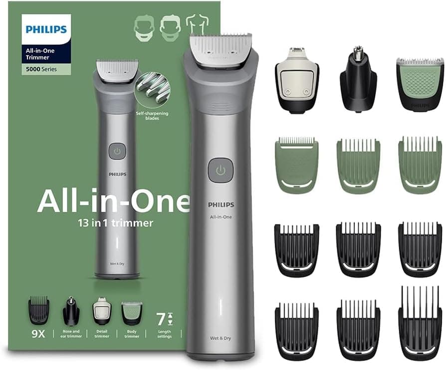 Philips India's No.1 Men's Trimmer | All-in-one Trimmer : Face,Head,Body | 13-in-1 Self sharpening Blade | Precision Trimming | Nose/Ear Trimmers | Showerproof I MG5942/15
