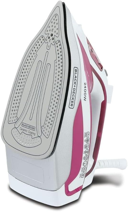 Black & Decker 2400W Steam Iron with Auto Shutoff and Ceramic Soleplate Magenta X2400-B5